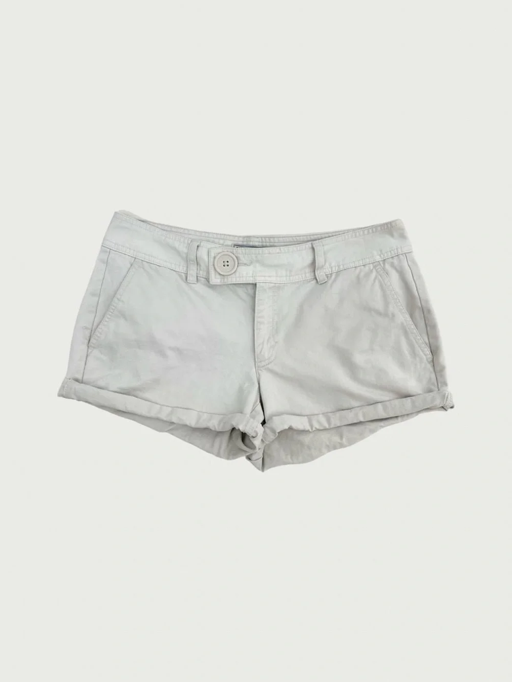 Oversized Button Low Rise Khaki Shorts